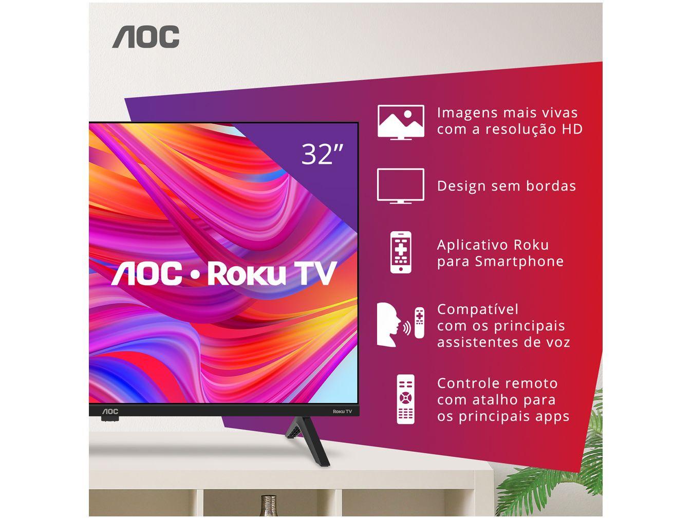 Smart TV 32" HD DLED AOC Série 5045 32S5045/78G Wi-Fi Bluetooth 3 HDMI 1 USB