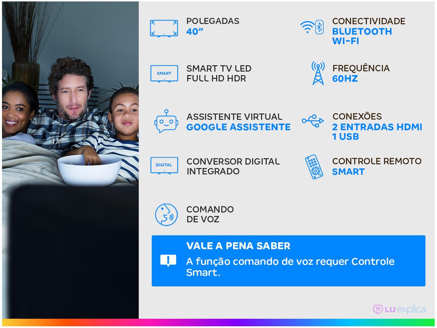 Smart TV 40” Full HD LED TCL S615 VA 60Hz Wi-Fi e Bluetooth 2 HDMI 1 USB
