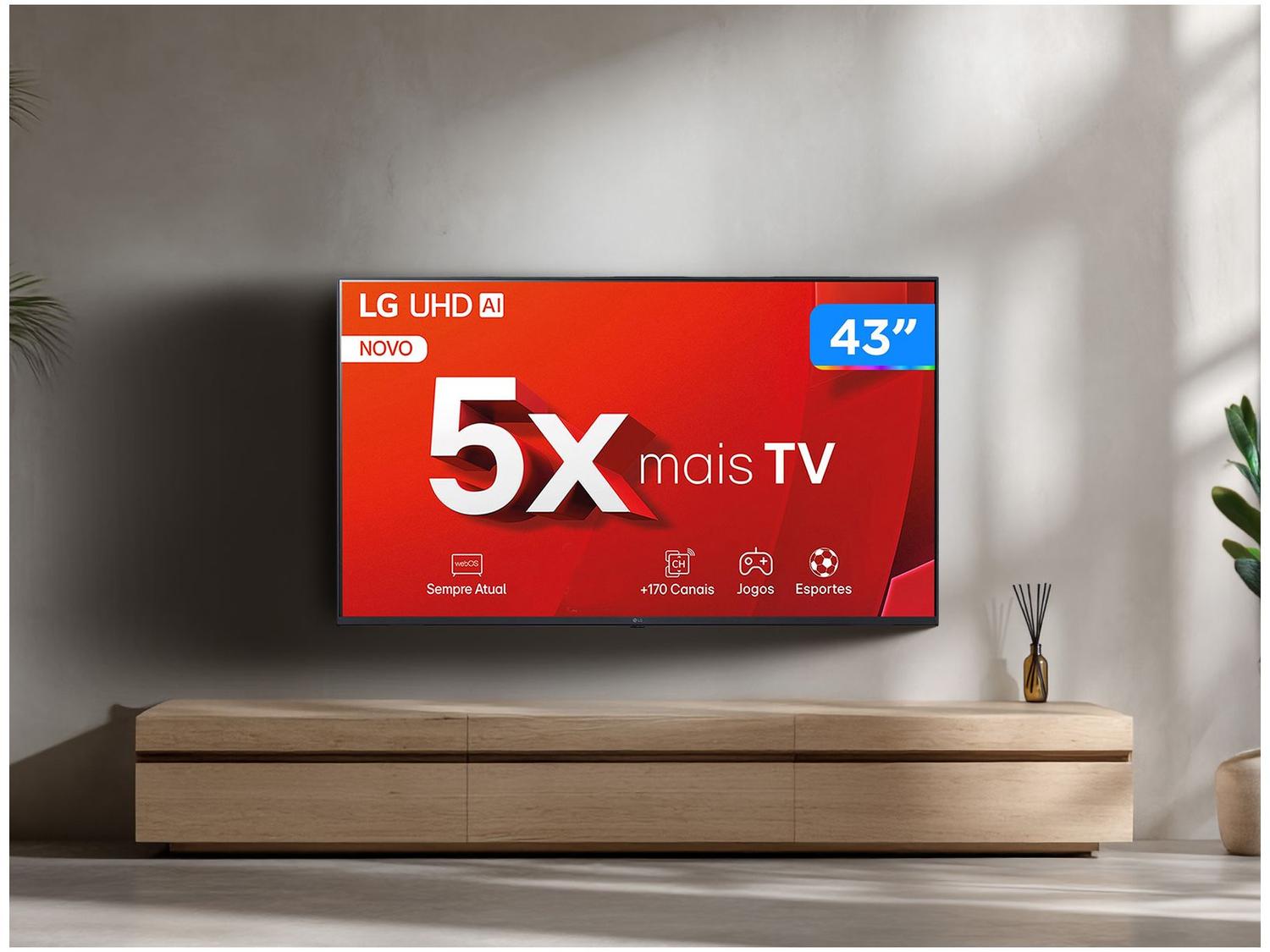 Smart TV 43" 4K LG Ultra HD 43UT8000 com Processador a5 Ger7 AI, Alexa/Chromecast integrado, Otimizador de Jogos, webOS 24