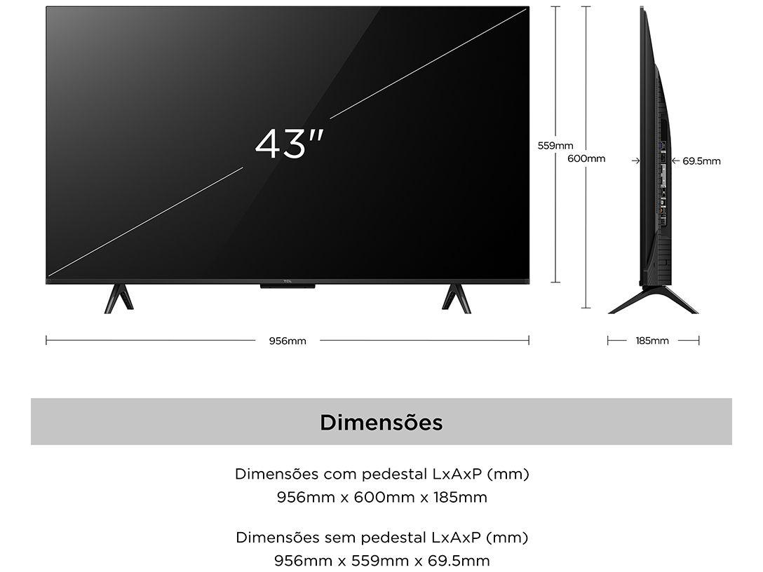 Smart TV 43" 4K UHD LED TCL 43P755 Wi-Fi Bluetooth 3 HDMI 1 USB