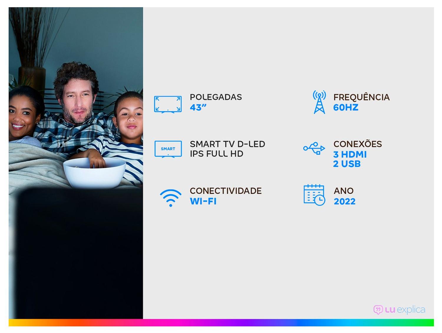 Smart TV 43” Aiwa Full HD D-LED IPS TV-43-BL Linux 2022