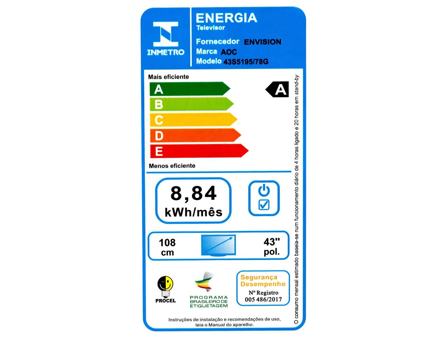 Smart TV 43” Aiwa Full HD D-LED IPS TV-43-BL Linux 2022