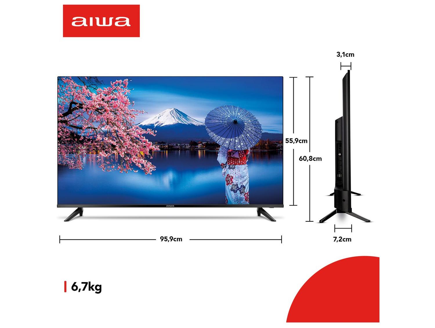 Smart TV 43” Aiwa Full HD D-LED IPS TV-43-BL Linux 2022