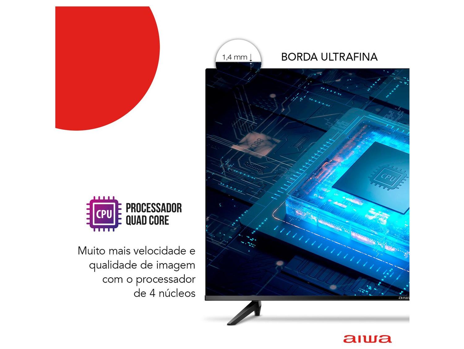 Smart TV 43” Aiwa Full HD D-LED IPS TV-43-BL Linux 2022