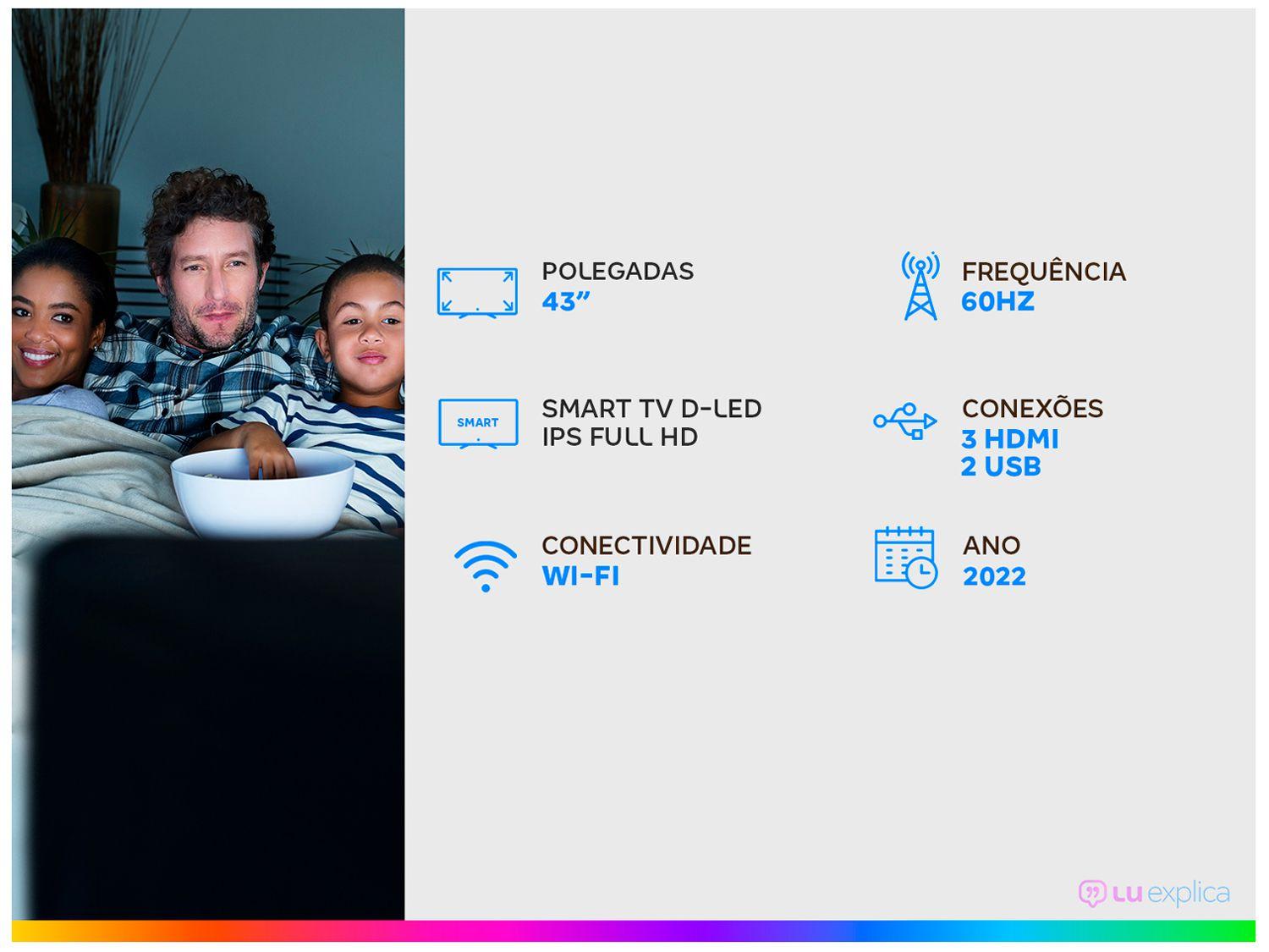 Smart TV 43” Full HD D-LED Aiwa IPS Wi-Fi HDR