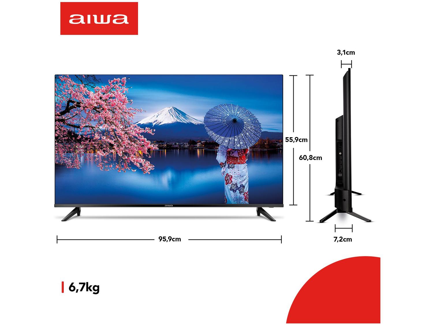 Smart TV 43” Full HD D-LED Aiwa IPS Wi-Fi HDR