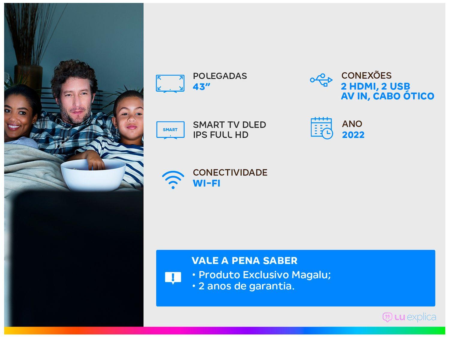 Smart TV 43” Full HD DLED Vizzion LE43DF20