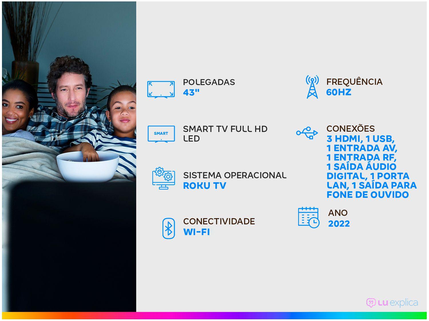 Smart TV 43” Full HD LED TCL RS530 60Hz Wi-Fi