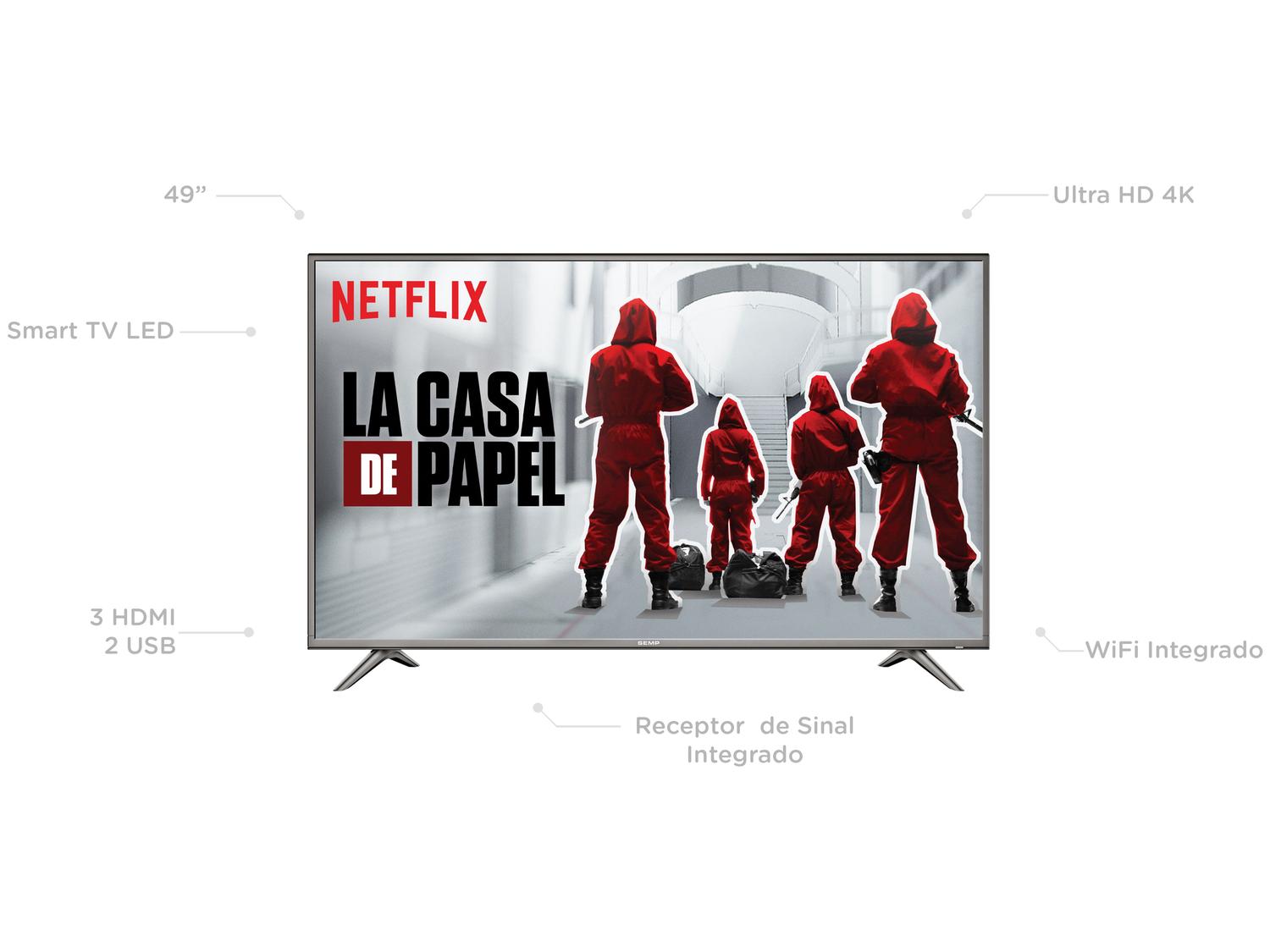 Imagem de Smart TV 4K LED 49” Semp SK6200 Wi-Fi HDR - Conversor Digital 3 HDMI 2 USB