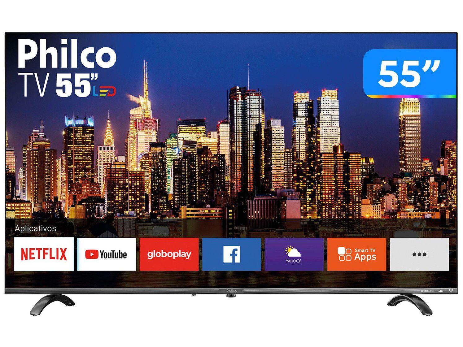 Smart TV 4K UHD D-LED 55” Philco PTV55Q20SNBL - Wi-Fi HDR 3 HDMI 2 USB ...