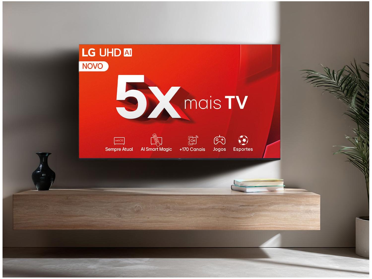 Smart TV 50" 4K LG Ultra HD 50UT8050 com Processador a5 Ger7 AI Alexa/Chromecast integrado Otimizador de Jogos webOS 24 e Controle Smart Magic
