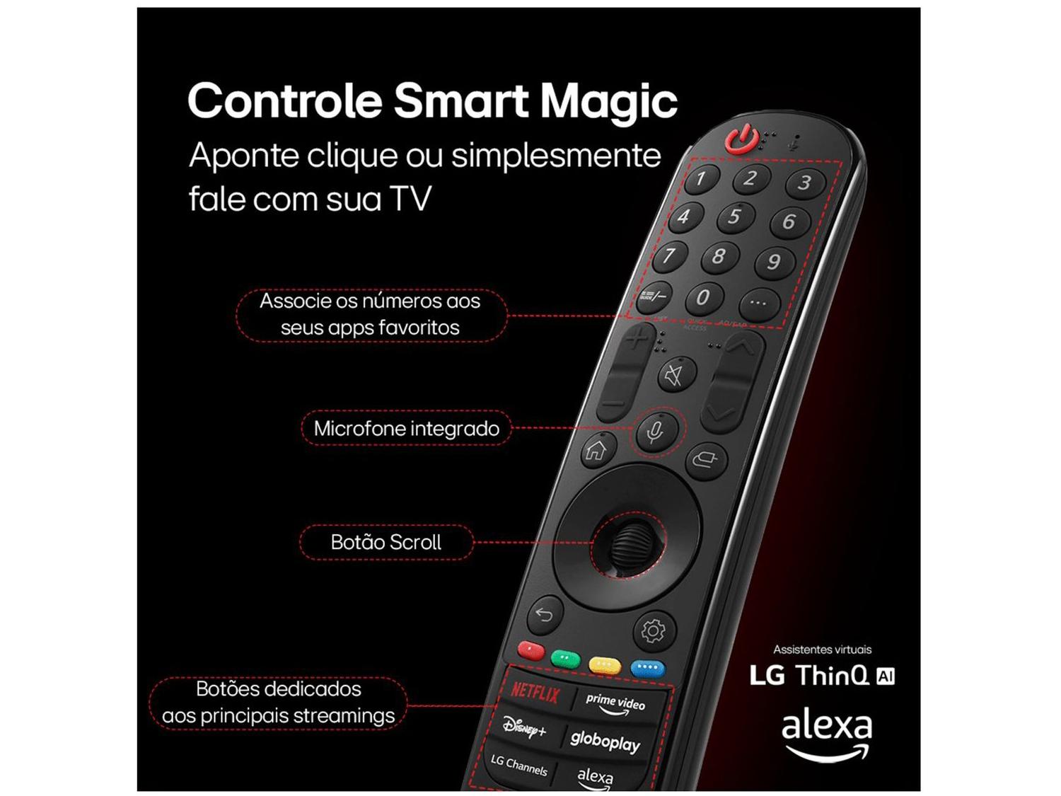 Smart TV 50" 4K LG Ultra HD 50UT8050 com Processador a5 Ger7 AI Alexa/Chromecast integrado Otimizador de Jogos webOS 24 e Controle Smart Magic