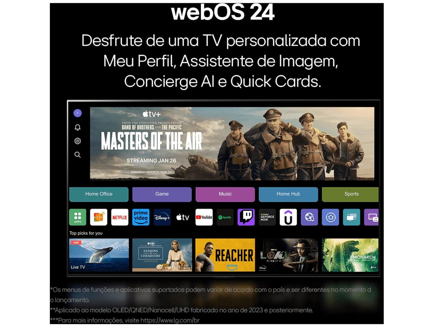 Smart TV 50" 4K LG Ultra HD 50UT8050 com Processador a5 Ger7 AI Alexa/Chromecast integrado Otimizador de Jogos webOS 24 e Controle Smart Magic