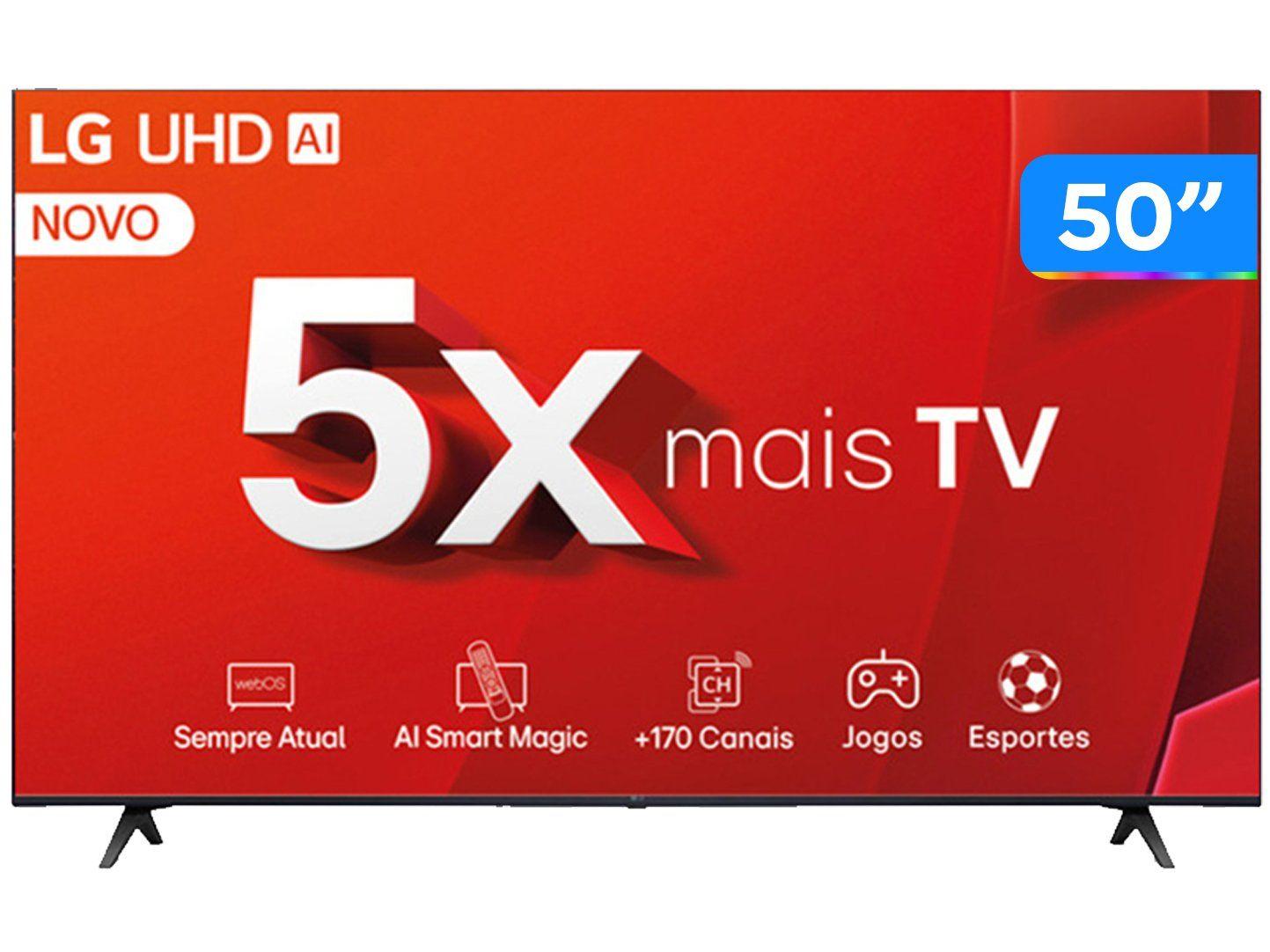 Smart TV 50" 4K LG Ultra HD 50UT8050 com Processador a5 Ger7 AI Alexa/Chromecast integrado Otimizador de Jogos webOS 24 e Controle Smart Magic