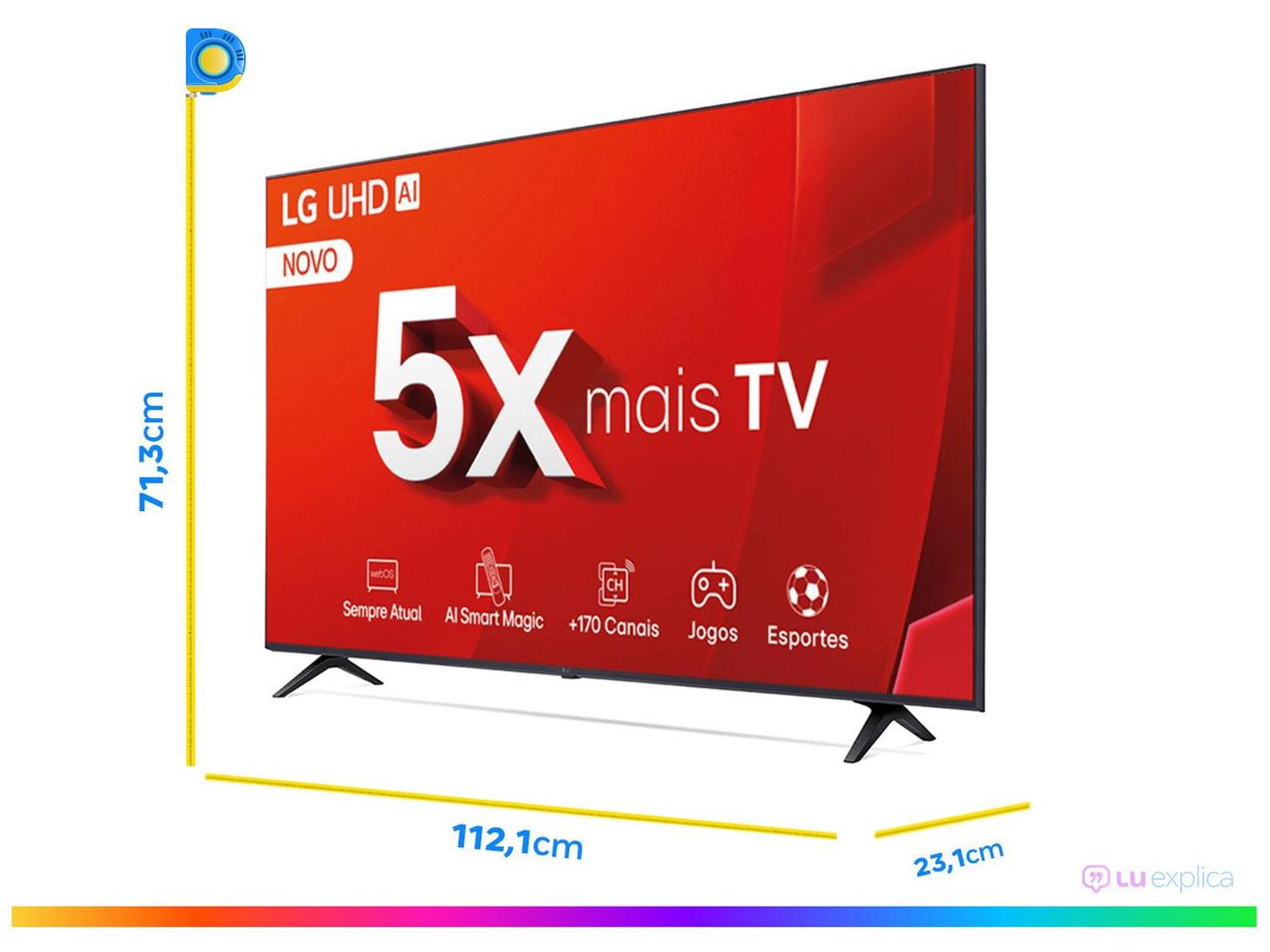Smart TV 50" 4K LG Ultra HD 50UT8050 com Processador a5 Ger7 AI Alexa/Chromecast integrado Otimizador de Jogos webOS 24 e Controle Smart Magic