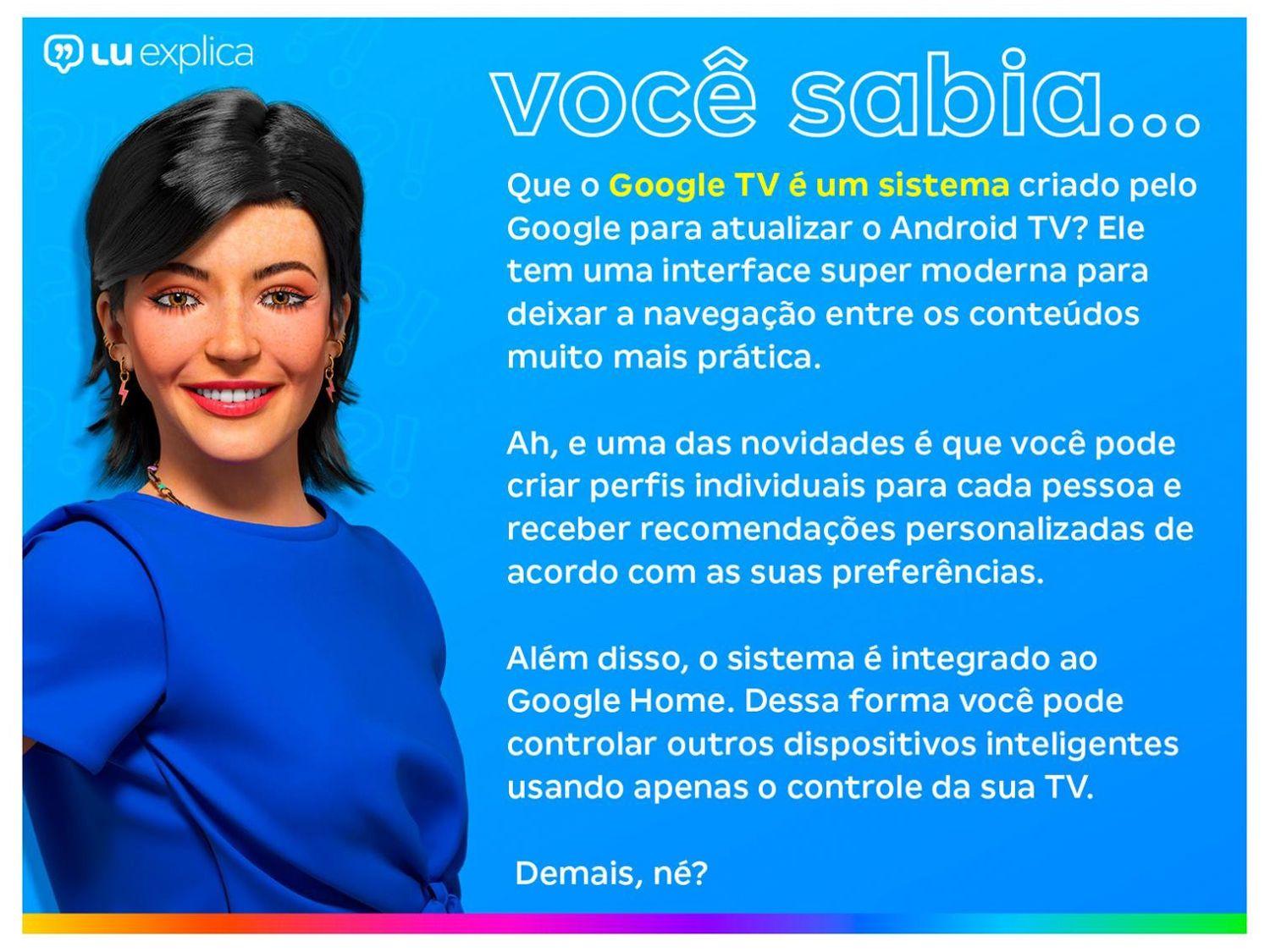 Smart TV 50" TCL 4K UHD QLED 50P7K Google TV AiPQ Google Assistente 3 HDMI
