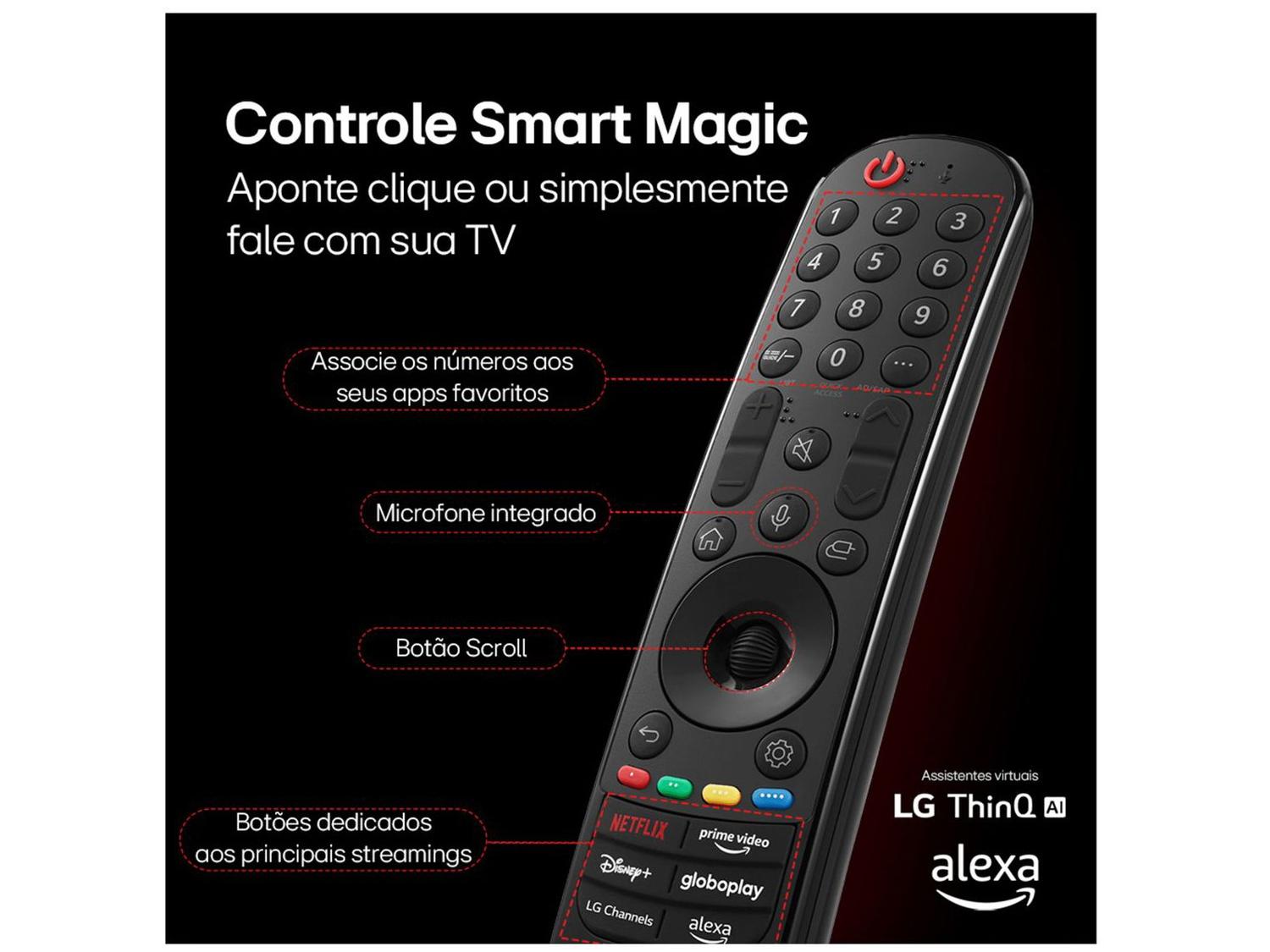 Smart TV 55" 4K LCD LED NanoCel LG 55NANO80TSA AI Processor Wi-Fi e Bluetooth 3 HDMI 2 USB