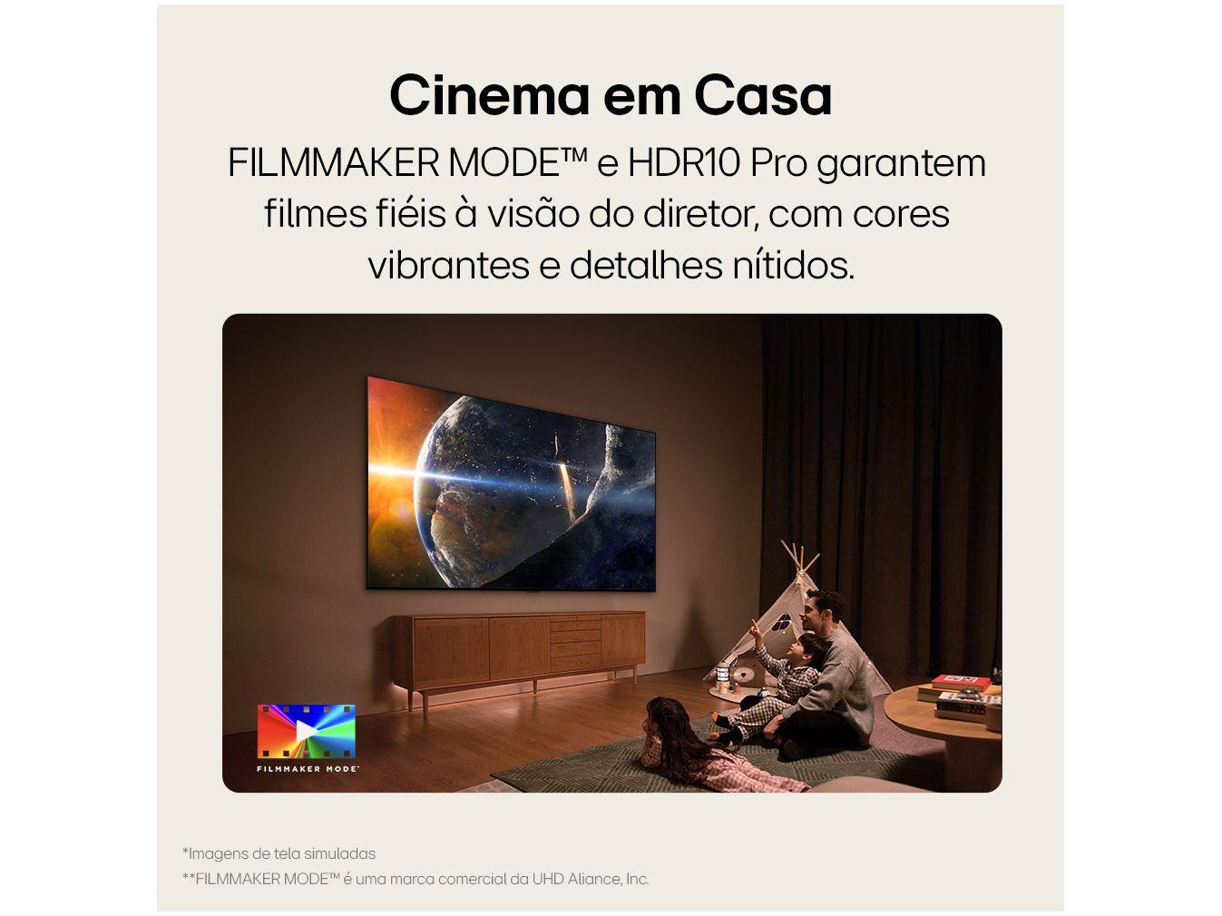 Smart TV 55" 4K QNED LG 55QNED80TSA WebOS 24 Processador a5 Ger7 Wi-Fi Bluetooth com Alexa e Chromecast 3 HDMI 2 USB