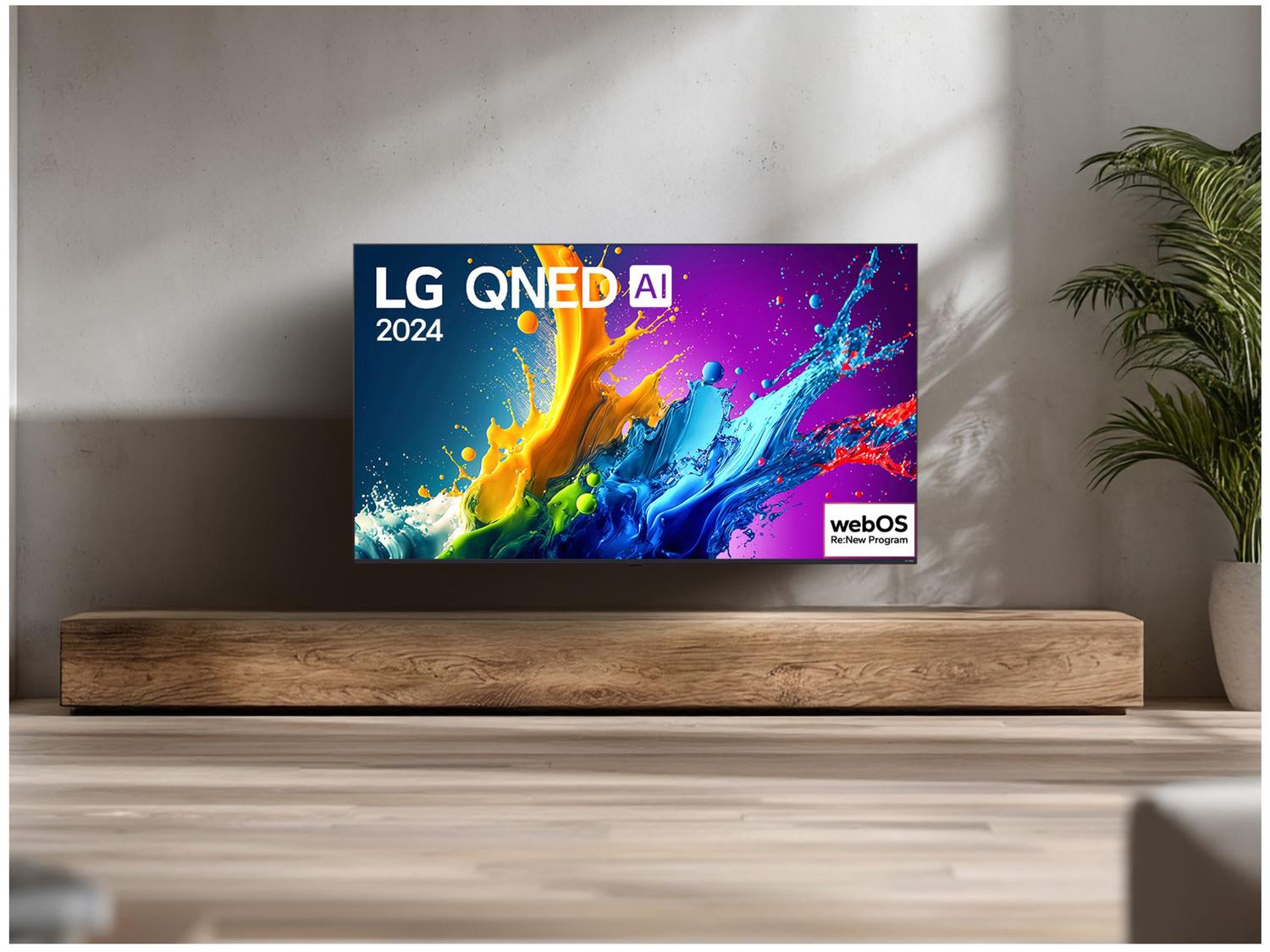 Smart TV 55" 4K QNED LG 55QNED80TSA WebOS 24 Processador a5 Ger7 Wi-Fi Bluetooth com Alexa e Chromecast 3 HDMI 2 USB