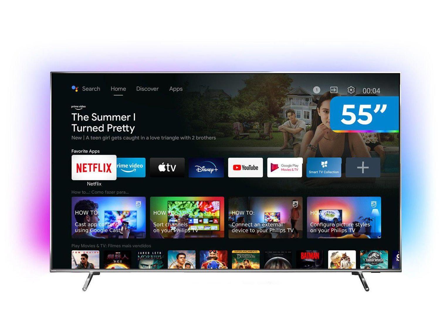 Smart TV 55” 4K UHD D-LED Philips 8807 The One IPS 120Hz Android Google ...