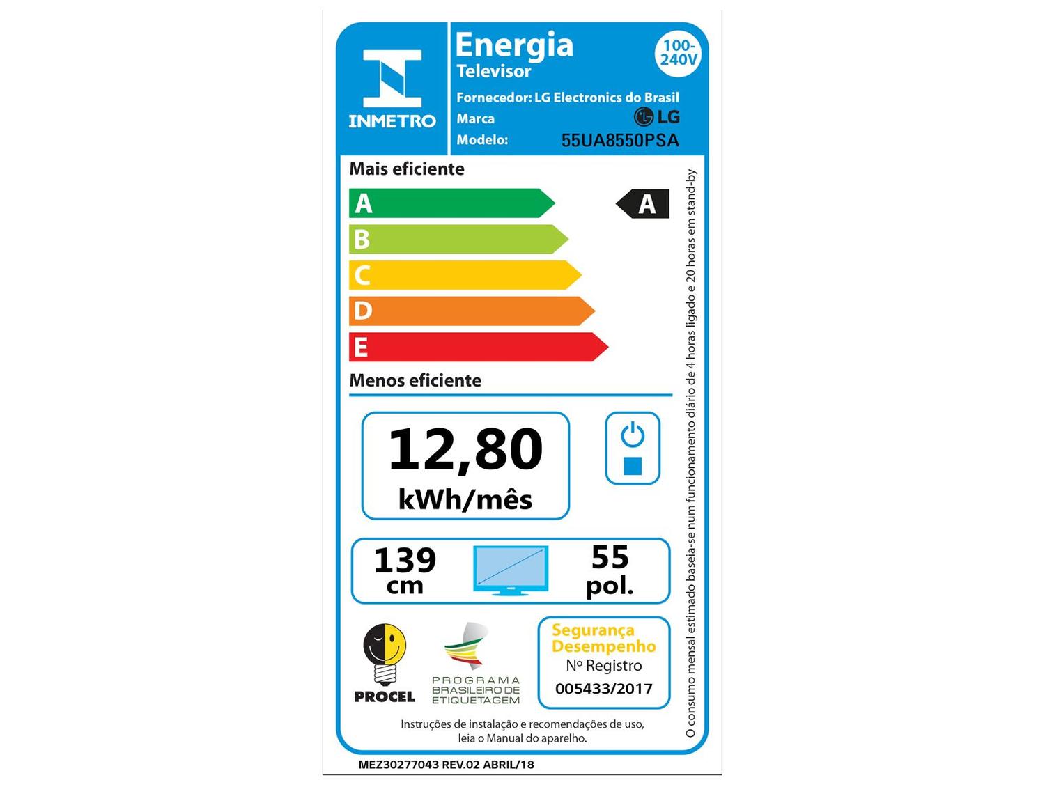 Smart TV 55" LG 4K Ultra HD 55UA8550PSA webOS 25 AI Processor 4K Gen8 com Alexa 3 HDMI