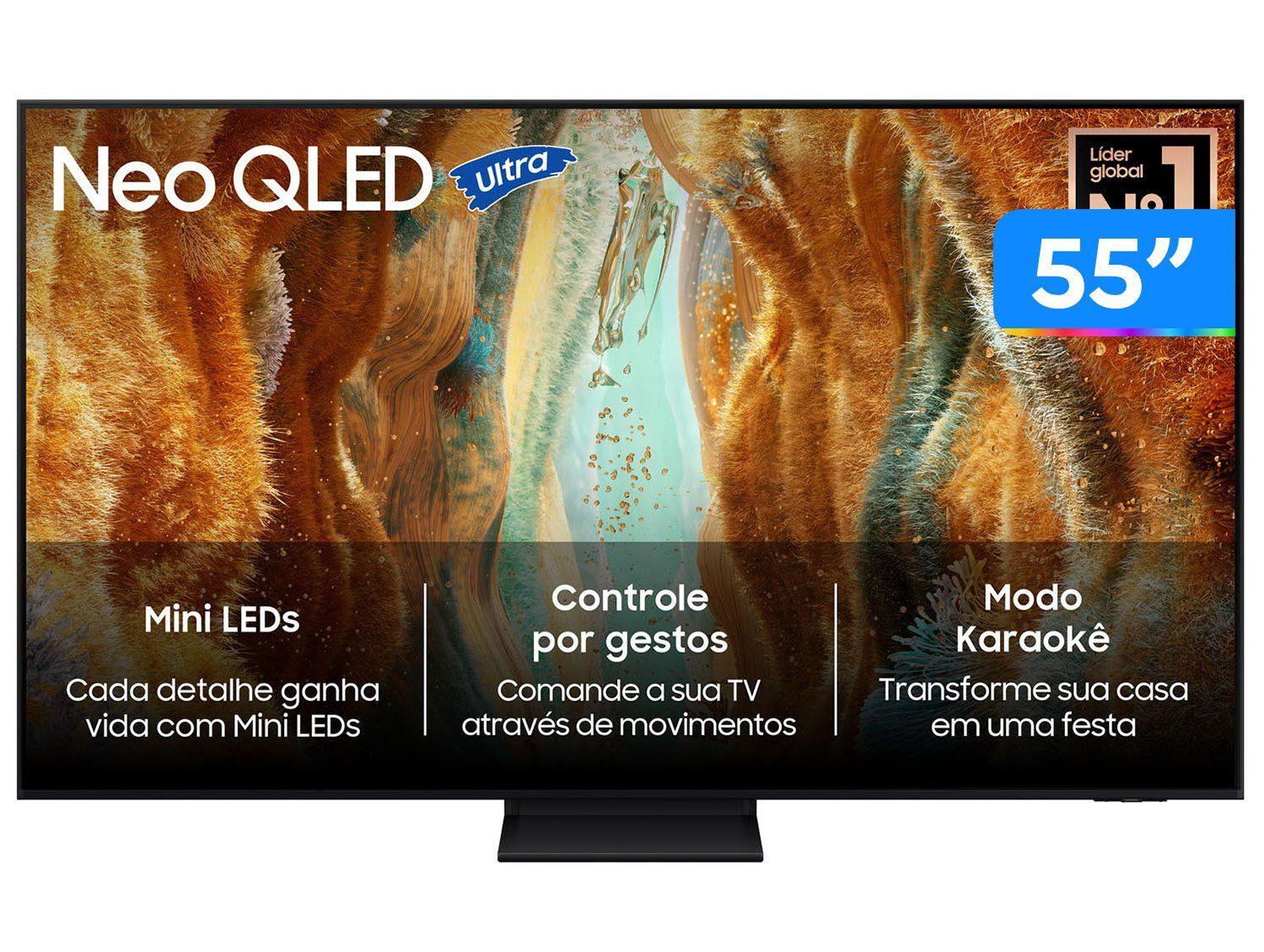 Smart TV 55" Samsung Ultra 4K Neo QLED Ultra QN70F QN55QN70FAGXZD 120Hz Tizen NQ4 AI Gen2 Bixby Alexa 4 HDMI