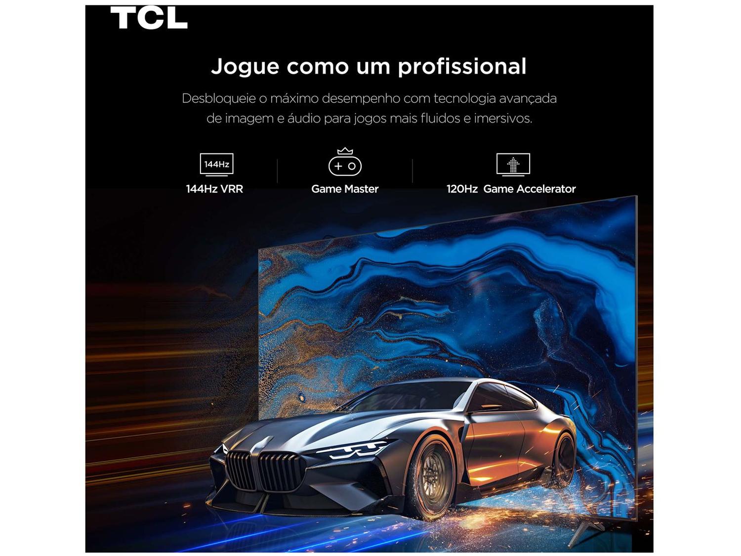 Smart TV 55" TCL 4K UHD MiniLED 55C6K 120Hz Google TV AiPQ Google Assistente 4 HDMI 2 USB
