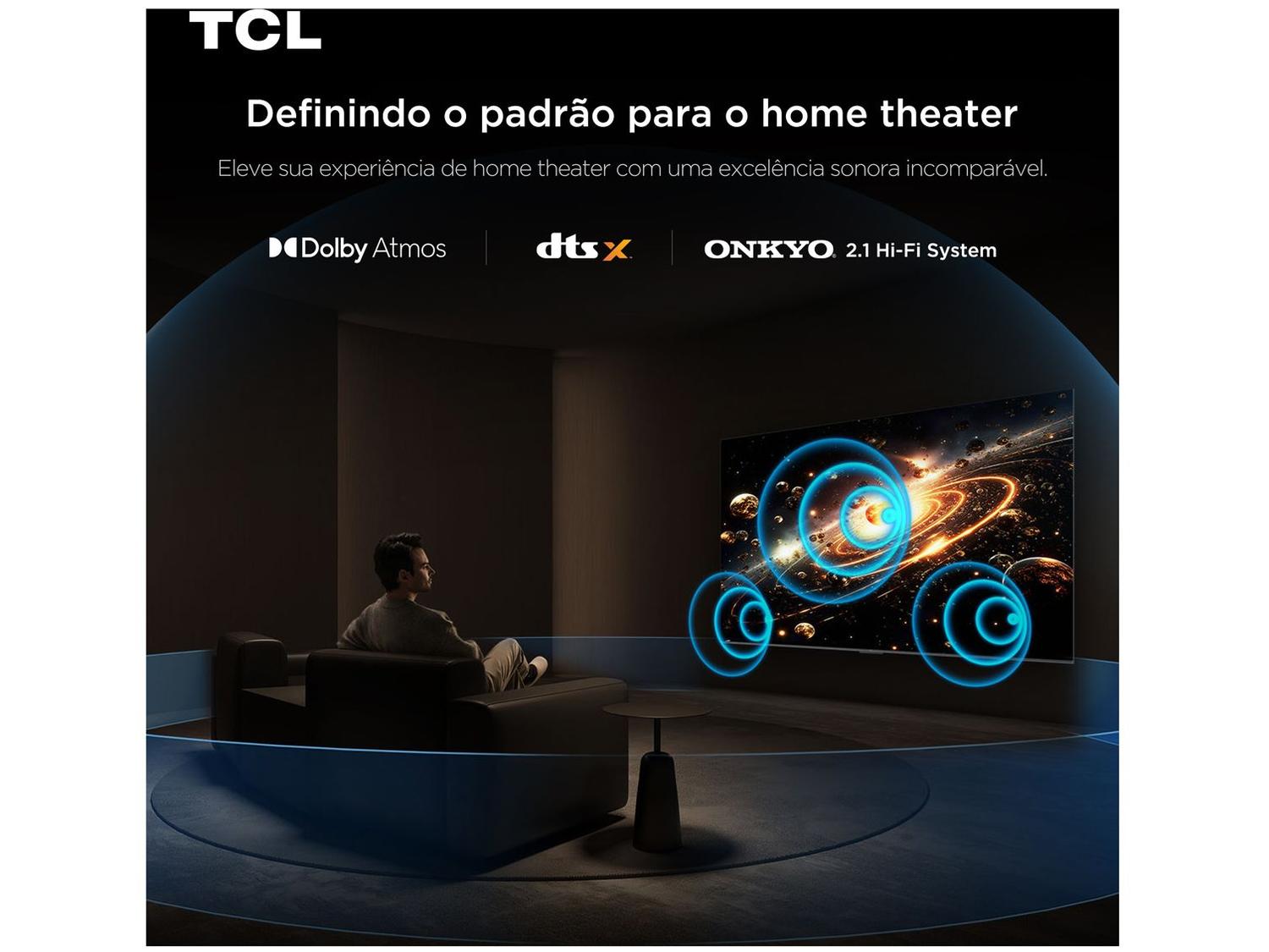 Smart TV 55" TCL 4K UHD MiniLED 55C6K 120Hz Google TV AiPQ Google Assistente 4 HDMI 2 USB