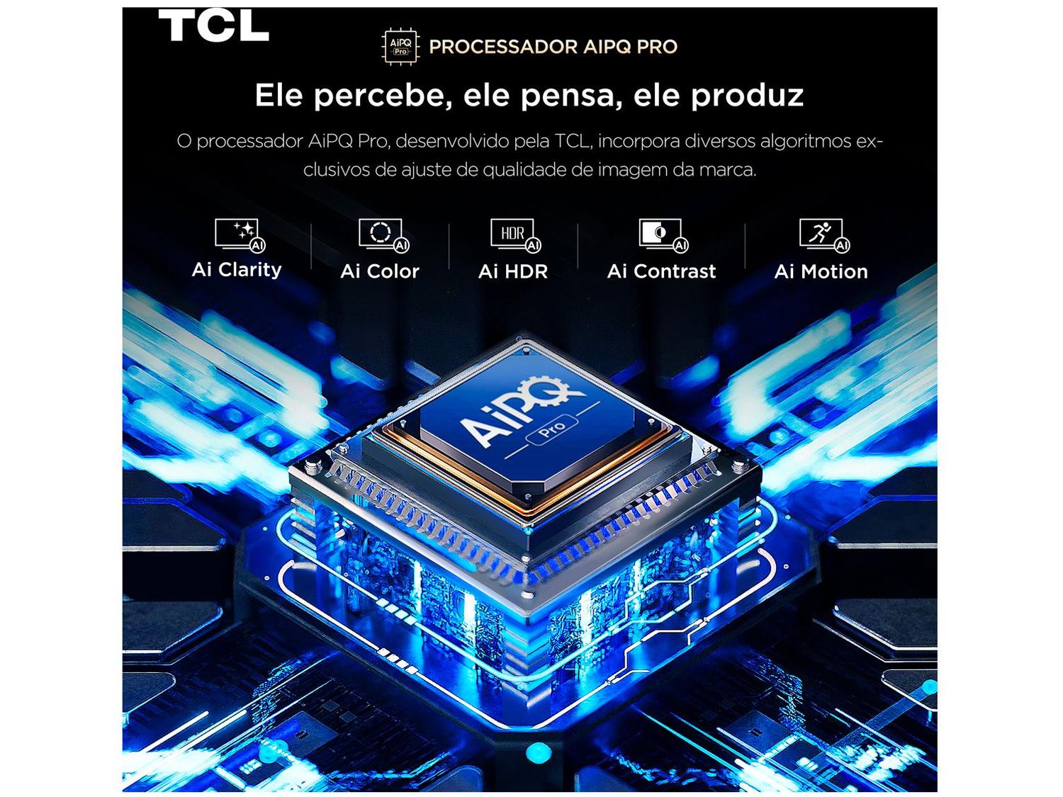 Smart TV 55" TCL 4K UHD MiniLED 55C6K 120Hz Google TV AiPQ Google Assistente 4 HDMI 2 USB