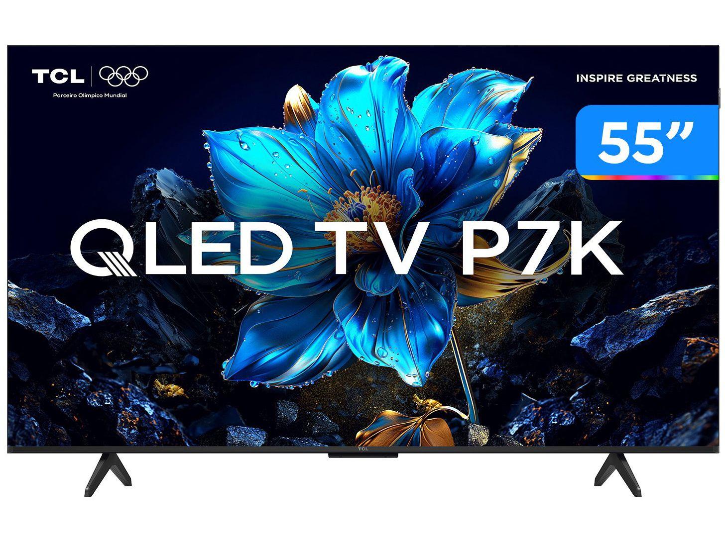 Smart TV 55" TCL 4K UHD QLED 55P7K Google TV AiPQ Google Assistente 3 HDMI 1 USB