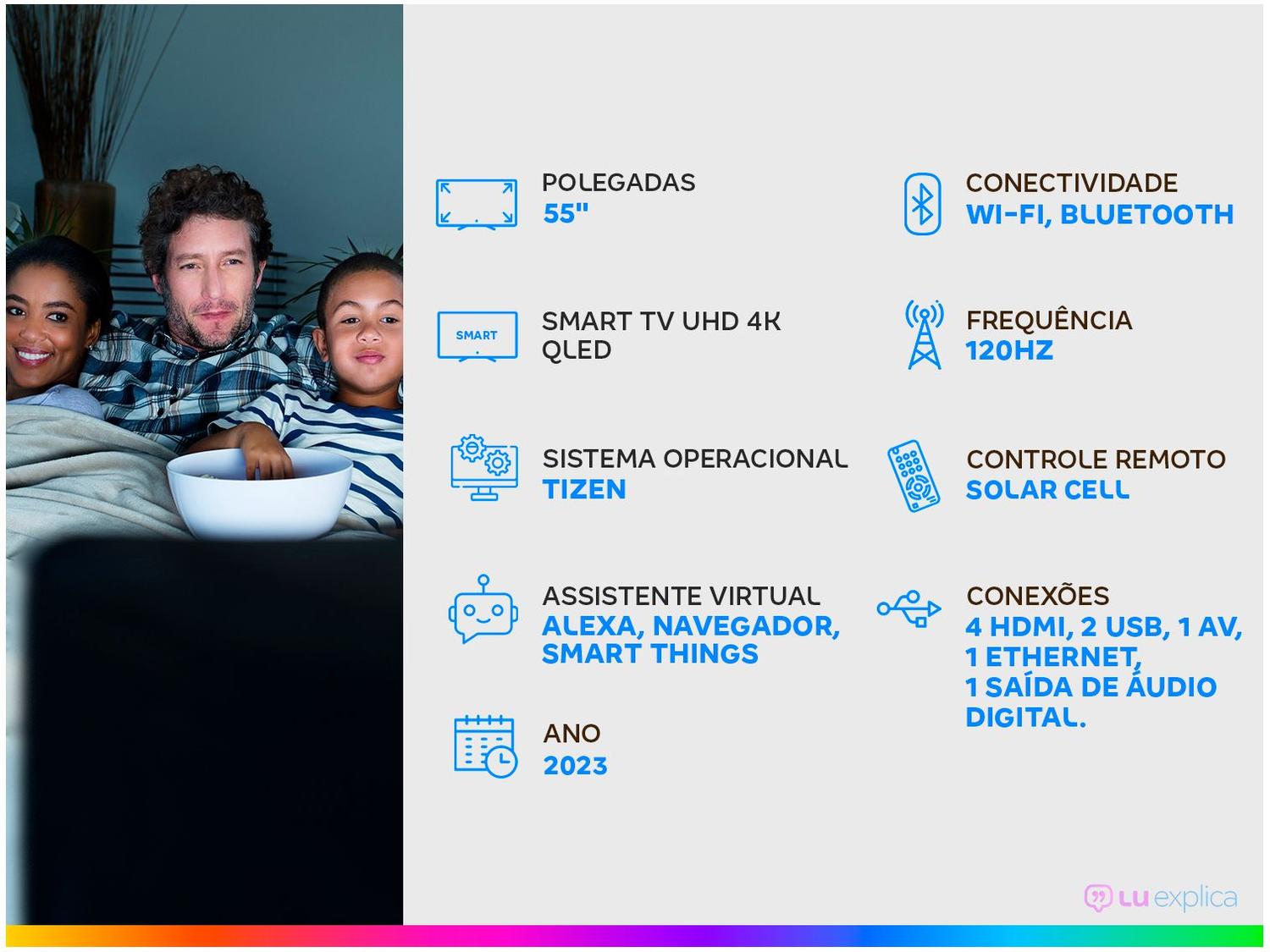 Smart TV 55” UHD 4K QLED Samsung QN55Q70