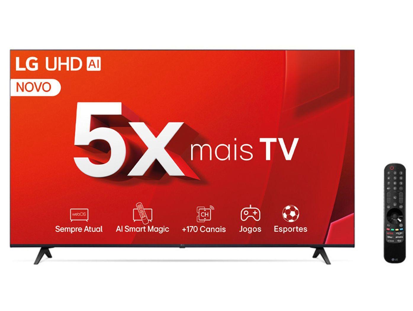 Smart TV 65" 4K LG Ultra HD 65UT8050 com Processador a5 Ger7 AI Alexa/Chromecast integrado Otimizador de Jogos webOS 24 e Controle Smart Magic