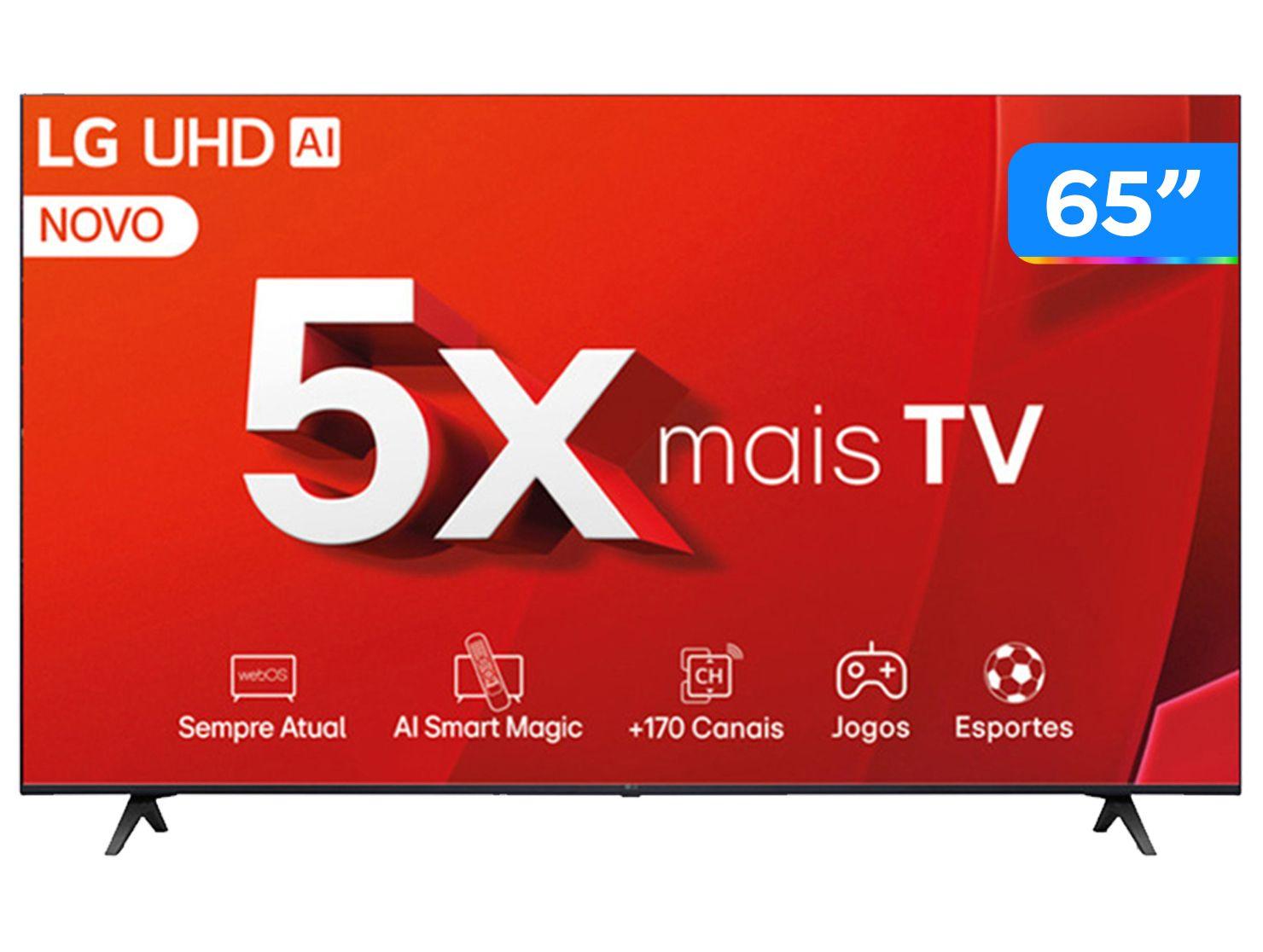 Smart TV 65" 4K LG Ultra HD 65UT8050 com Processador a5 Ger7 AI Alexa/Chromecast integrado Otimizador de Jogos webOS 24 e Controle Smart Magic