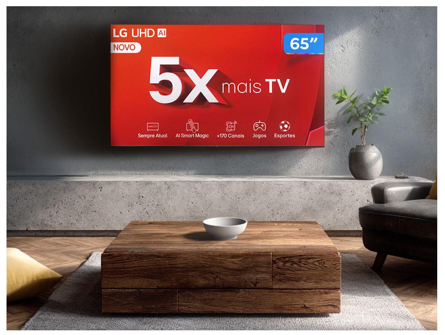 Smart TV 65" 4K LG Ultra HD 65UT8050 com Processador a5 Ger7 AI Alexa/Chromecast integrado Otimizador de Jogos webOS 24 e Controle Smart Magic