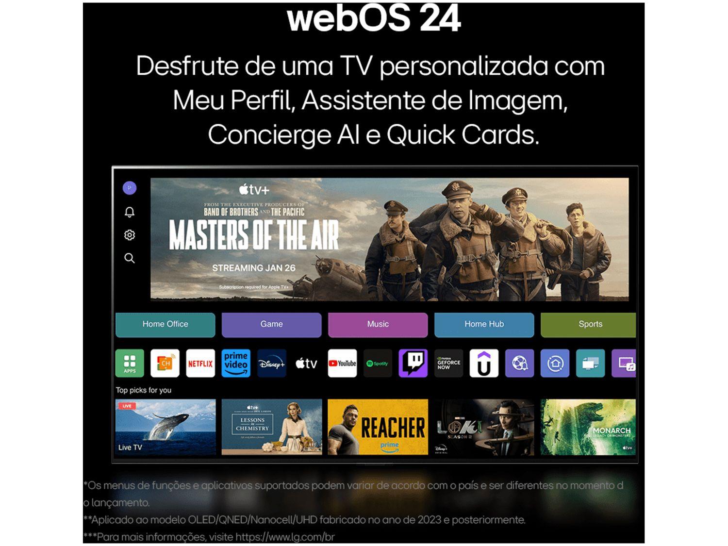 Smart TV 65" 4K LG Ultra HD 65UT8050 com Processador a5 Ger7 AI Alexa/Chromecast integrado Otimizador de Jogos webOS 24 e Controle Smart Magic