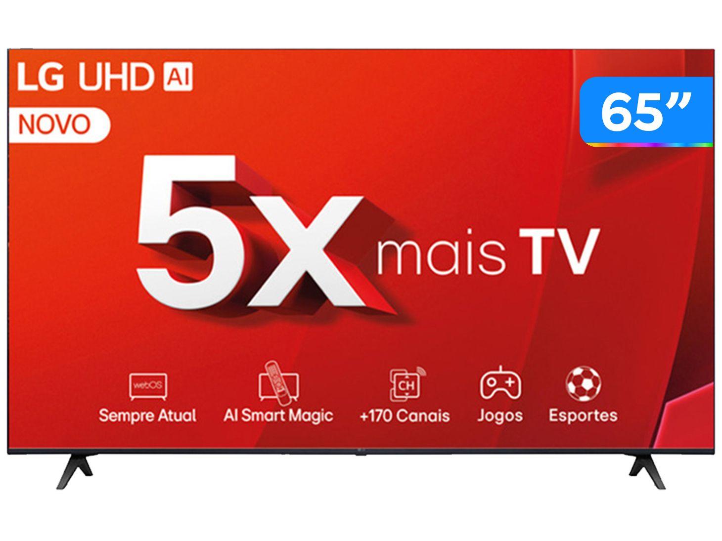 Smart TV 65" 4K LG Ultra HD 65UT8050 com Processador a5 Ger7 AI Alexa/Chromecast integrado Otimizador de Jogos webOS 24 e Controle Smart Magic
