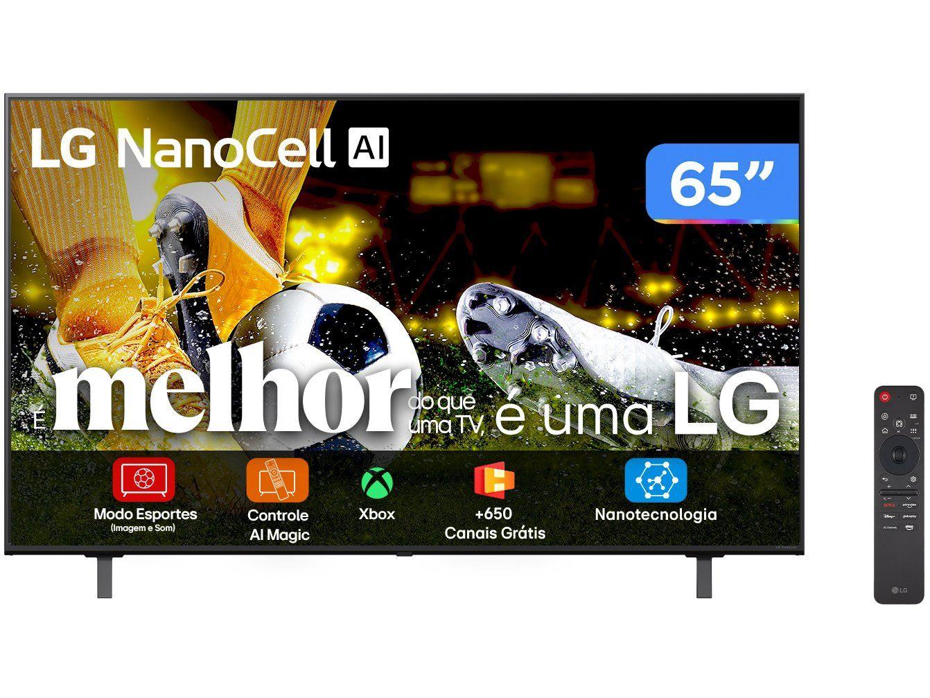 Smart TV 65" 4K NanoCell LG 65NANO80TSA WebOS 24 Processador a5 Ger7  Wi-Fi Bluetooth com Alexa 3 HDMI 2 US