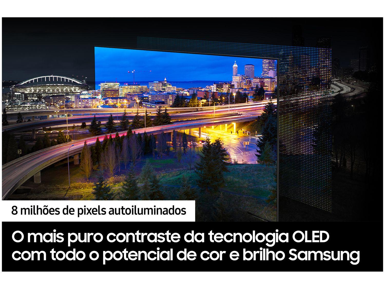 Smart TV 65" Samsung 4K UHD OLED Big TV QN65S90DAEXZD 120Hz Tizen com Alexa e Bixby 4 HDMI 2 USB-A