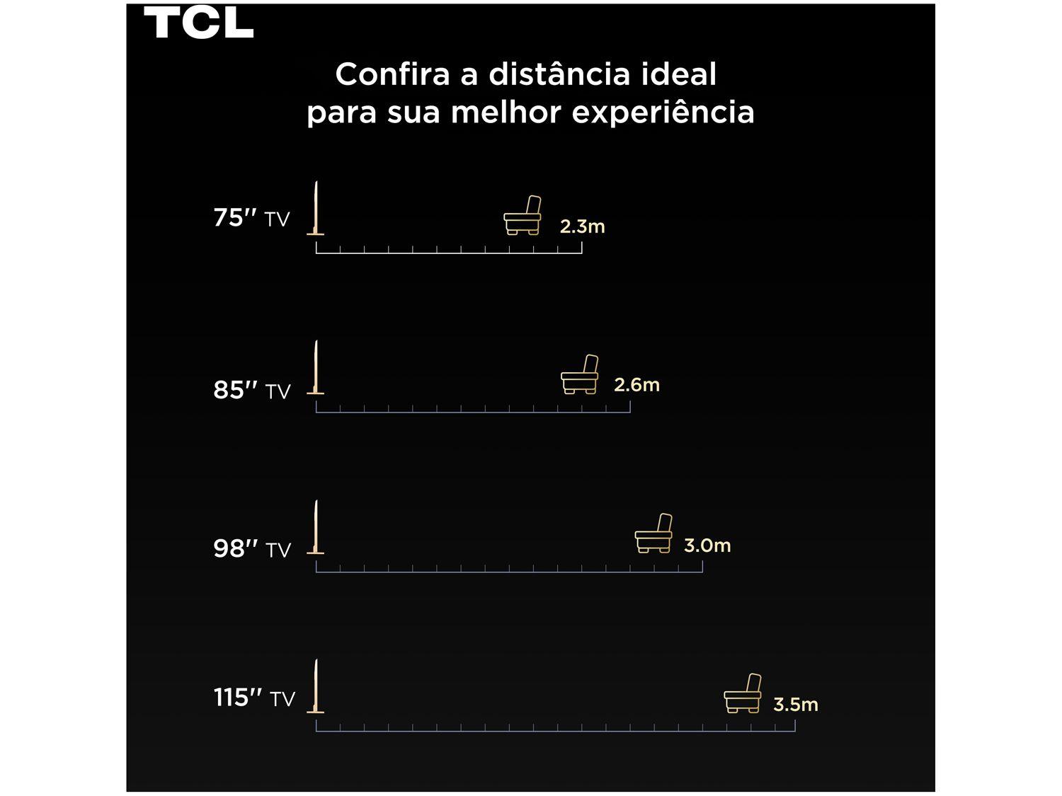 Smart TV  65" TCL 4K UHD MiniLED 65C6K 120Hz Google TV AiPQ Google Assistente 4 HDMI 2 USB
