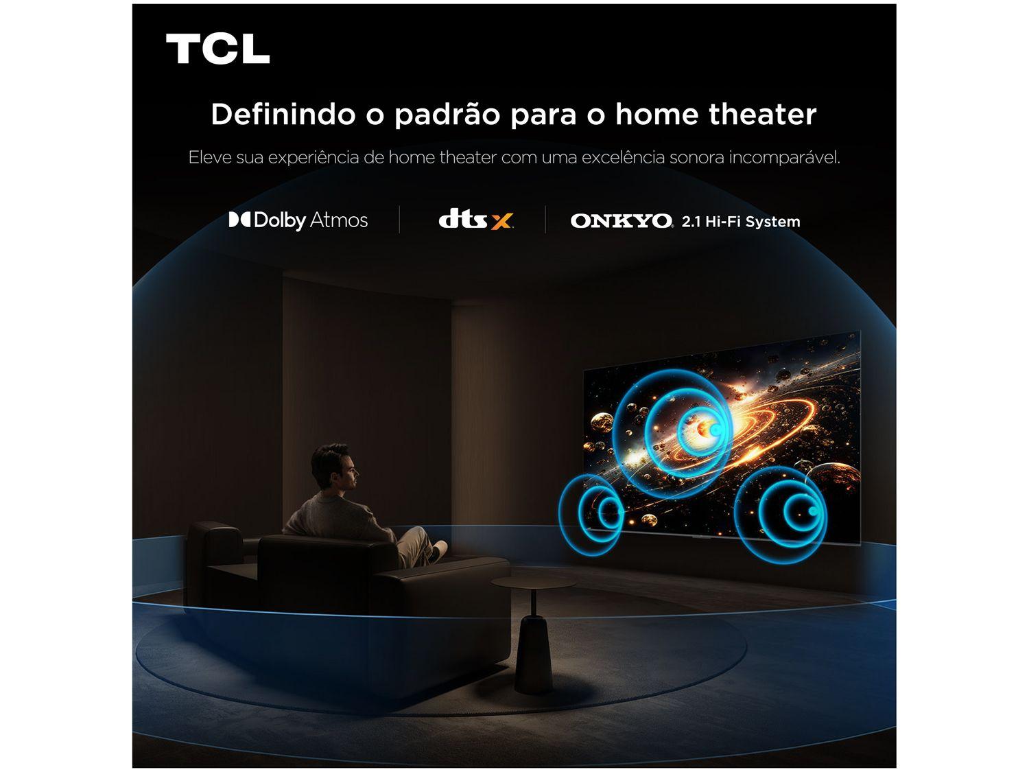 Smart TV  65" TCL 4K UHD MiniLED 65C6K 120Hz Google TV AiPQ Google Assistente 4 HDMI 2 USB