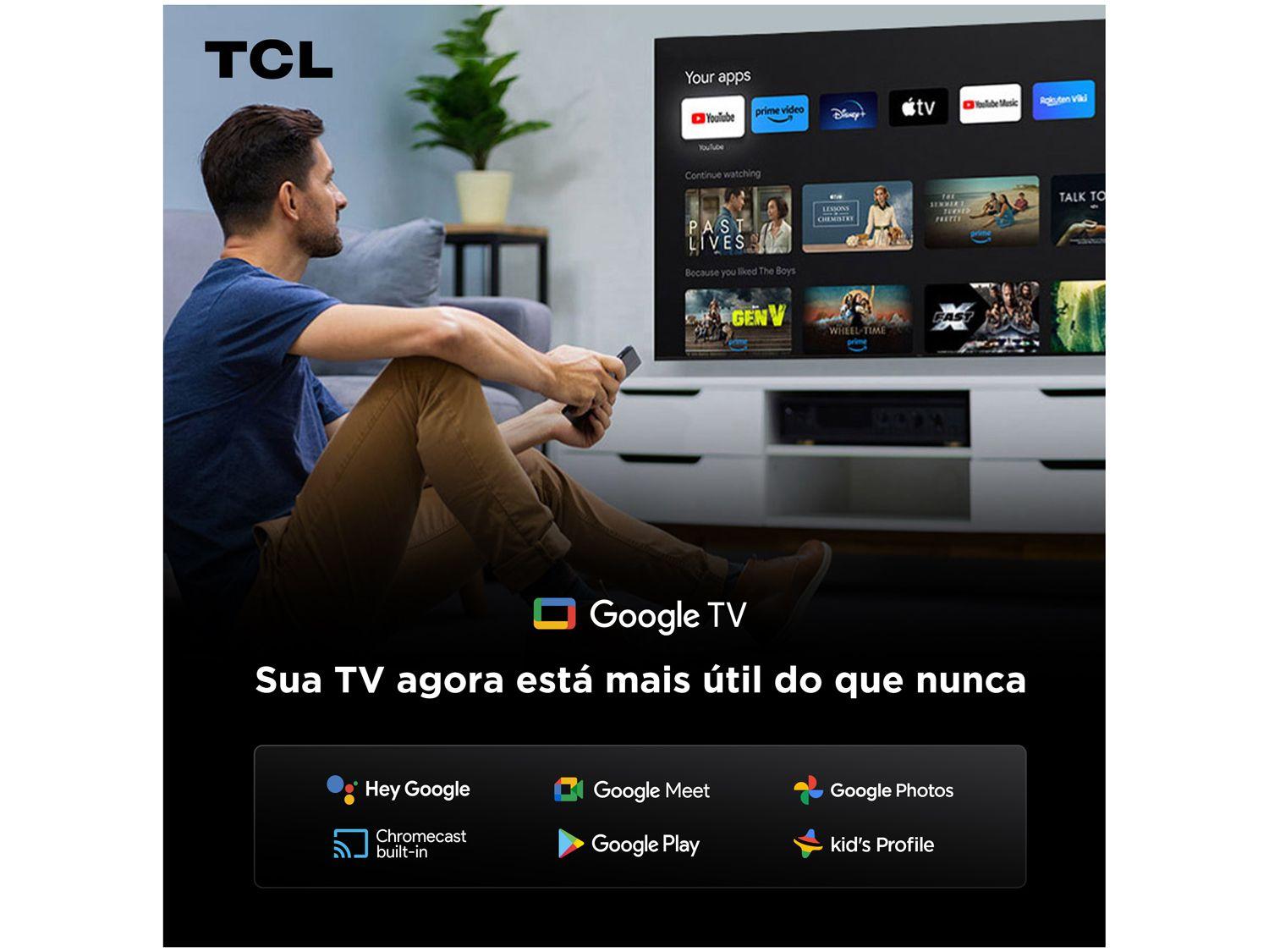 Smart TV  65" TCL 4K UHD MiniLED 65C6K 120Hz Google TV AiPQ Google Assistente 4 HDMI 2 USB