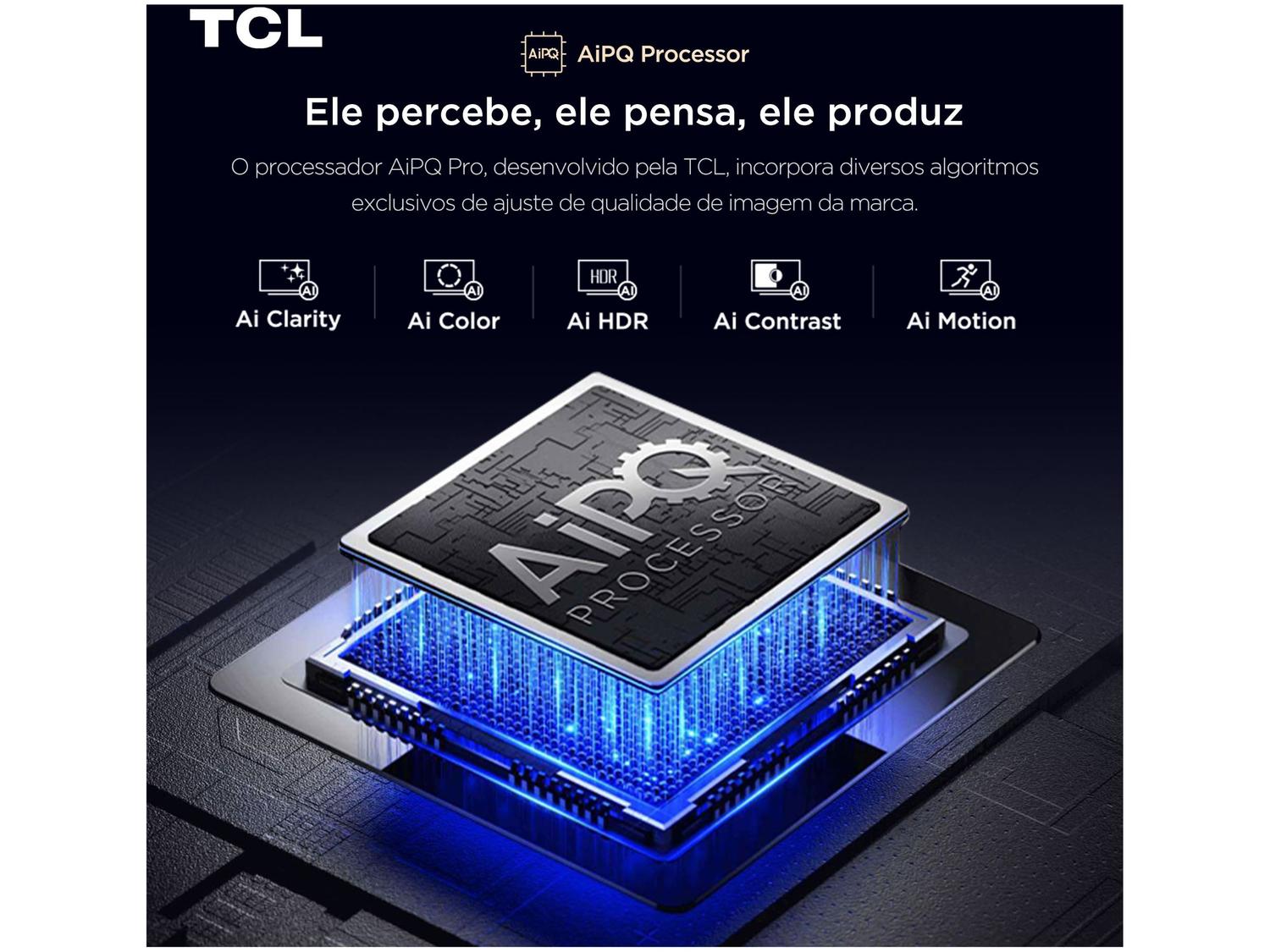 Smart TV 65" TCL 4K UHD QLED 65P7K Google TV AiPQ Google Assistente 3 HDMI 1 USB