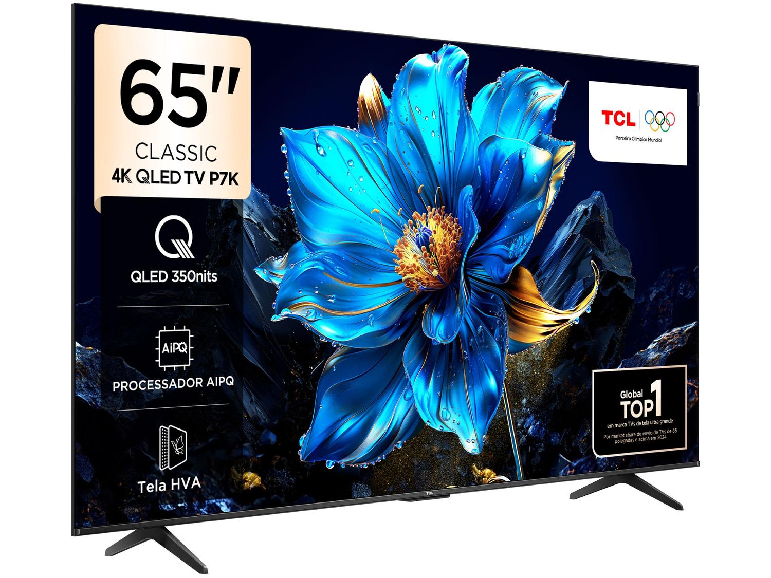 Smart TV 65" TCL 4K UHD QLED 65P7K Google TV AiPQ Google Assistente 3 HDMI 1 USB