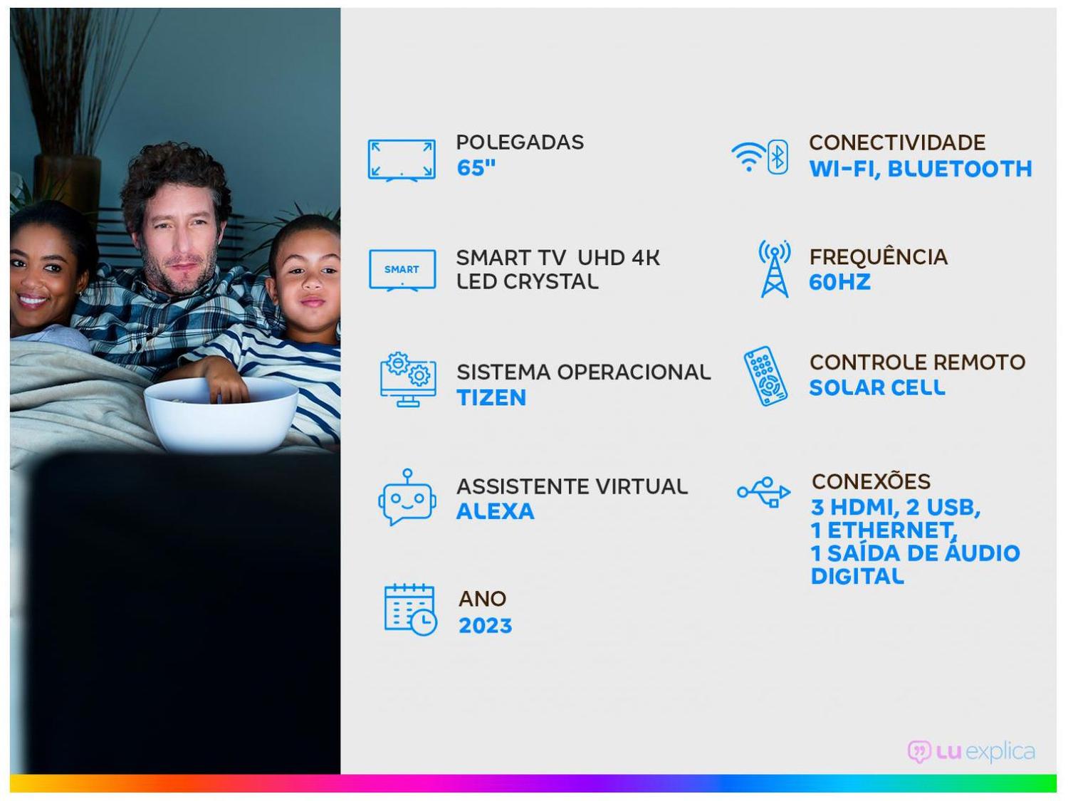 Smart TV 65” UHD 4K LED Crystal Samsung 65CU8000