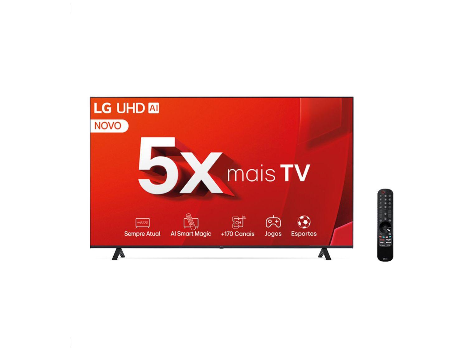 Smart TV 70" 4K LG Ultra HD 70UT8050 com Processador a5 Ger7 AI, Alexa/Chromecast integrado, Otimizador de Jogos, webOS 24 e Controle Smart Magic