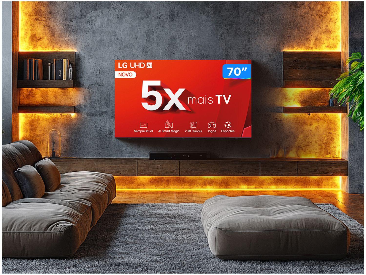 Smart TV 70" 4K LG Ultra HD 70UT8050 com Processador a5 Ger7 AI, Alexa/Chromecast integrado, Otimizador de Jogos, webOS 24 e Controle Smart Magic