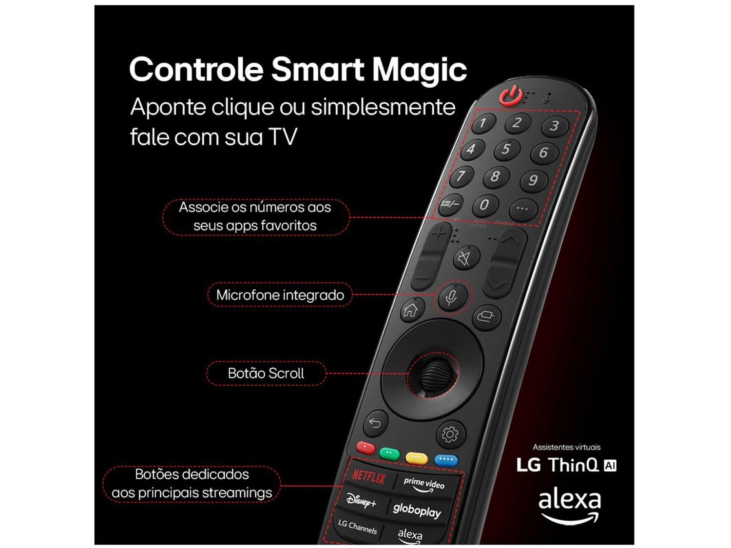 Smart TV 75" 4K LG Ultra HD 75UT8050 com Processador a5 Ger7 AI Alexa/Chromecast integrado Otimizador de Jogos webOS 24 e Controle Smart Magic