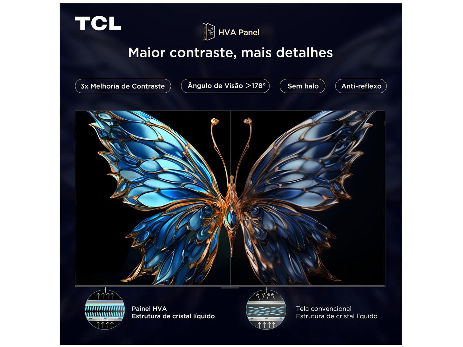 Smart TV 75" TCL 4K UHD QLED 75P7K Google TV AiPQ Google Assistente 3 HDMI 1 USB