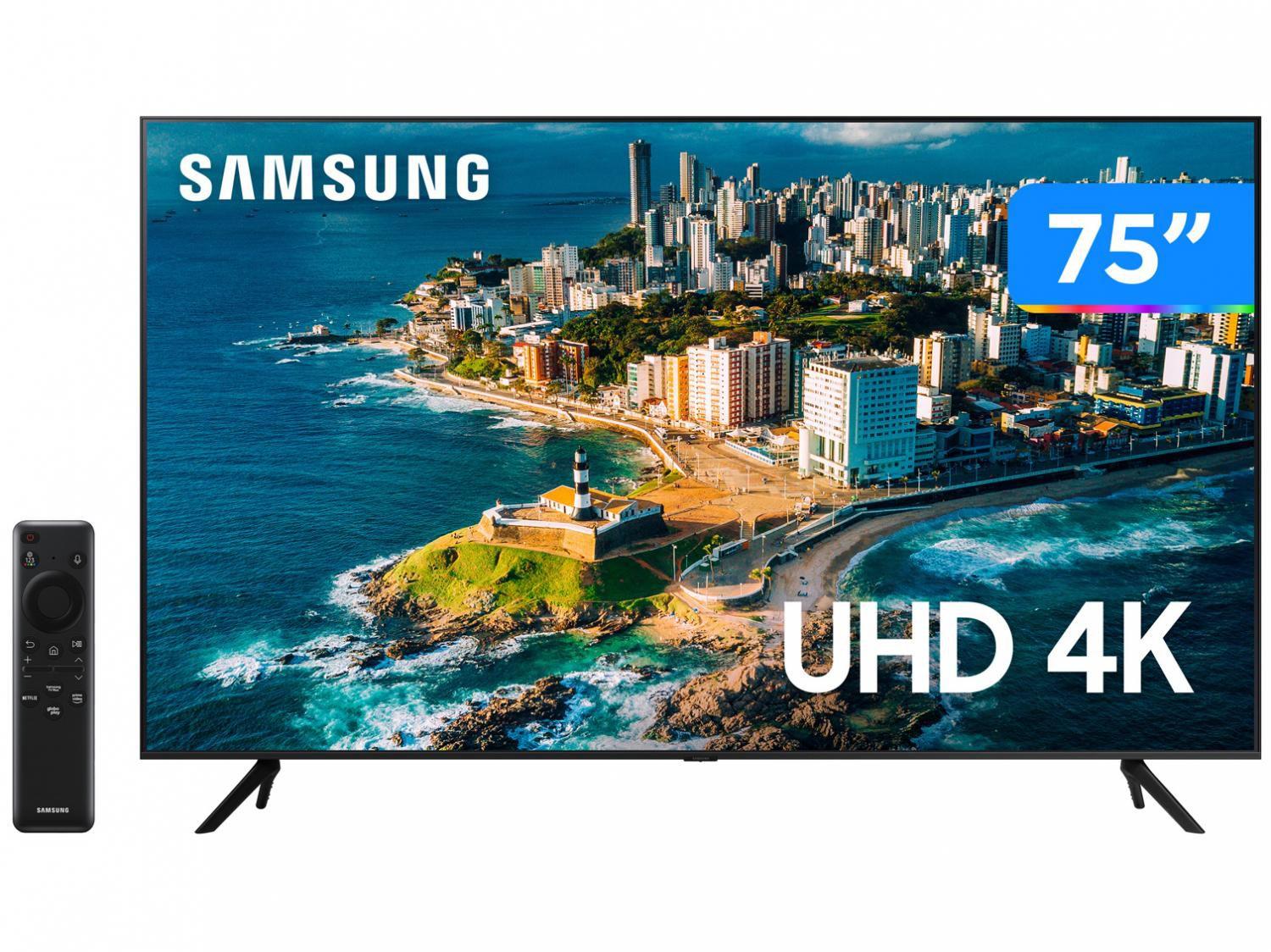 Smart TV 75” UHD 4K LED Samsung 75CU7700 – Wi-Fi Bluetooth Alexa 3 HDMI