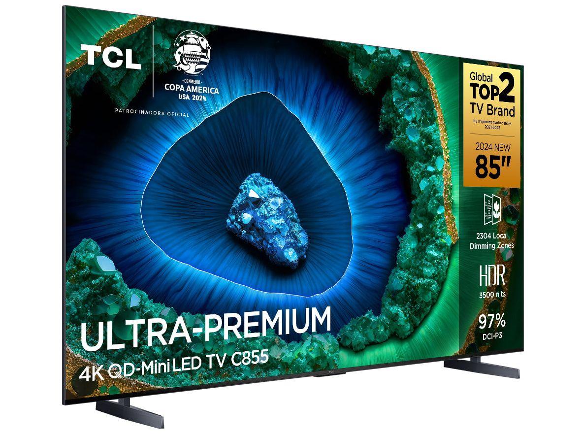 Smart TV 85" TCL 4K QD-Mini LED Ultra Premium C855 120Hz Android AiPQ Pro Google Assistente 4 HDMI